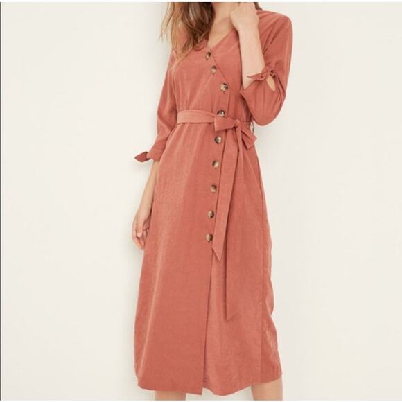 Hayden Women Size Medium V-Neck Shift Dress Button Prairie Cottagecore Boho - Picture 1 of 14